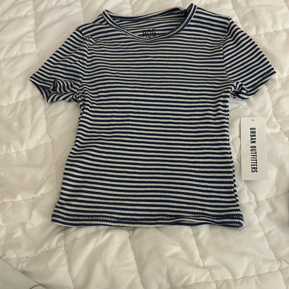 URBAN OUTFITTERS BDG navy blue striped baby tee top